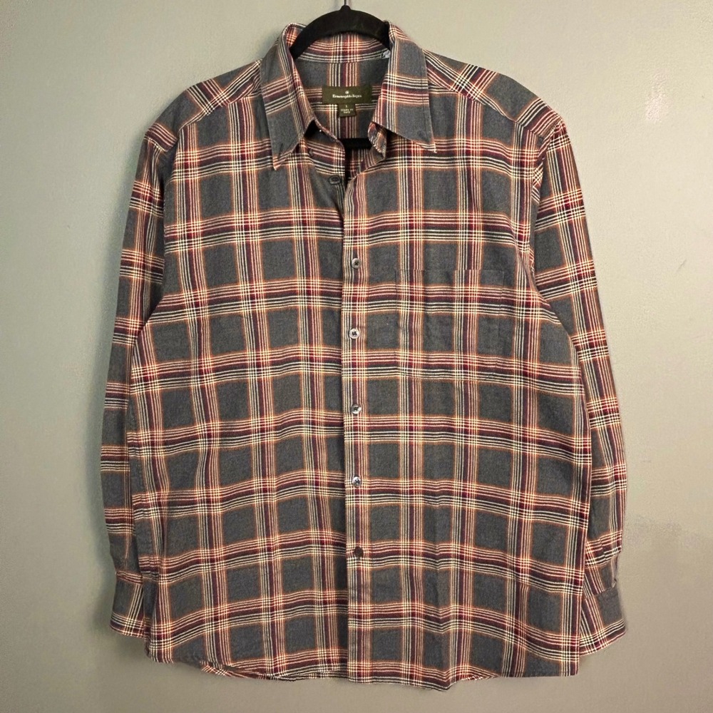 Ermenegildo Zegna Plaid Shirt L Button Down Heavy Colorful Rugged Italy Classic